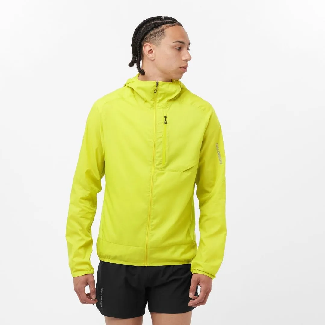 Salomon Mens Bonatti Cross Wind, Reflective Windproof Hooded Zip-Up Jacket