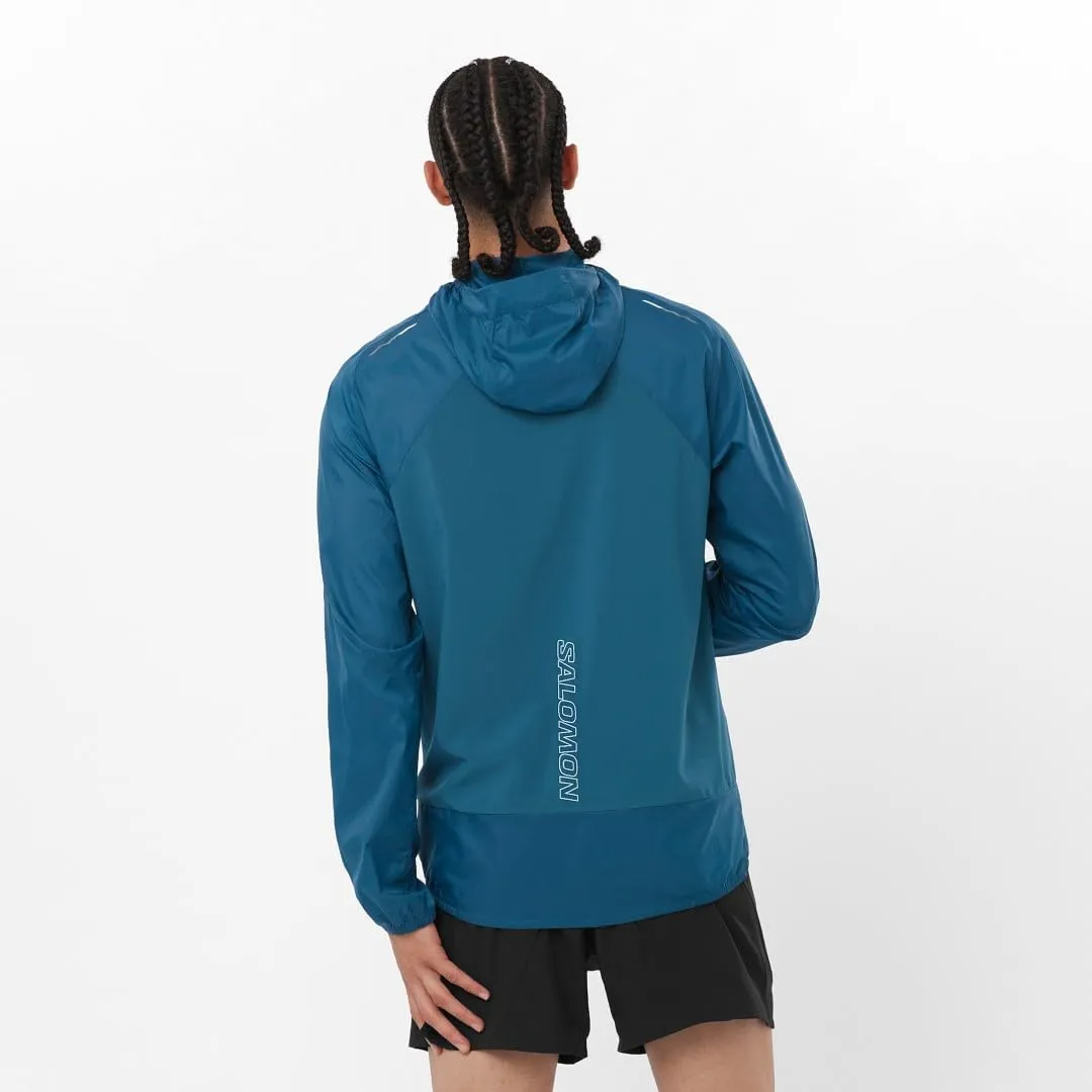 Salomon Mens Bonatti Cross Wind, Reflective Windproof Hooded Zip-Up Jacket