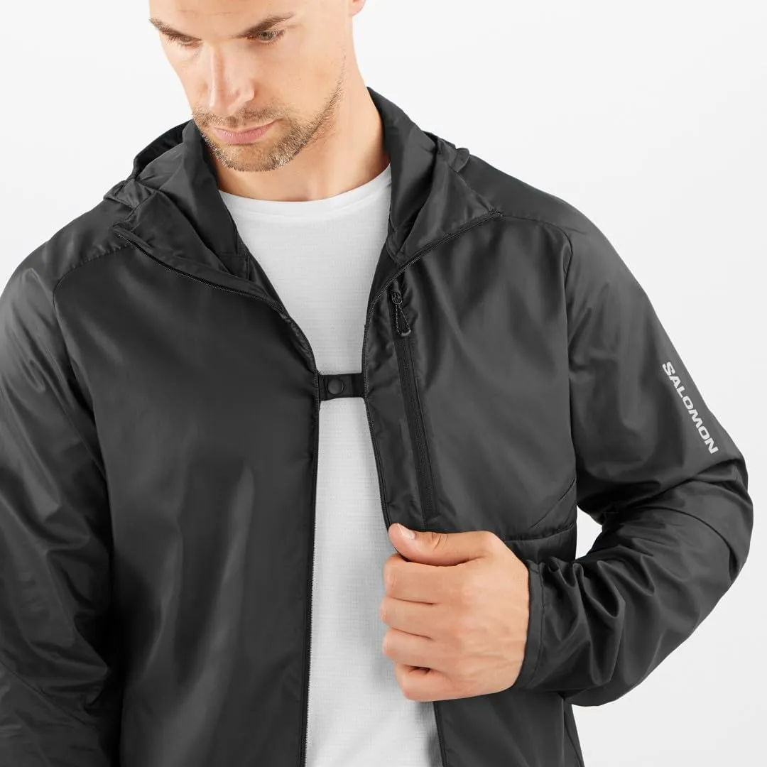 Salomon Mens Bonatti Cross Wind, Reflective Windproof Hooded Zip-Up Jacket