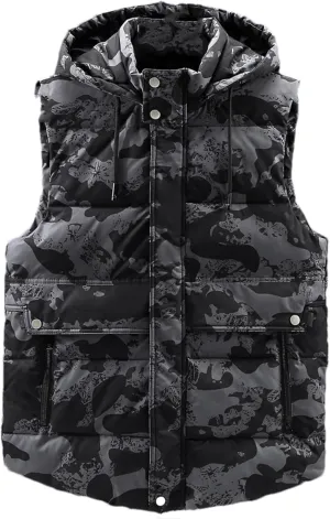 SaoBiiu Autumn Winter Men Vest Hooded Cotton Padded Sleeveless Jackets Warm Zipper Waistcoat