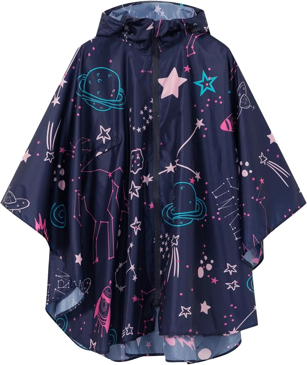 SaphiRose Lightweight Kids Rain Poncho Waterproof Jacket Zipper Up Rain Coat