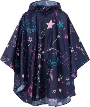 SaphiRose Lightweight Kids Rain Poncho Waterproof Jacket Zipper Up Rain Coat