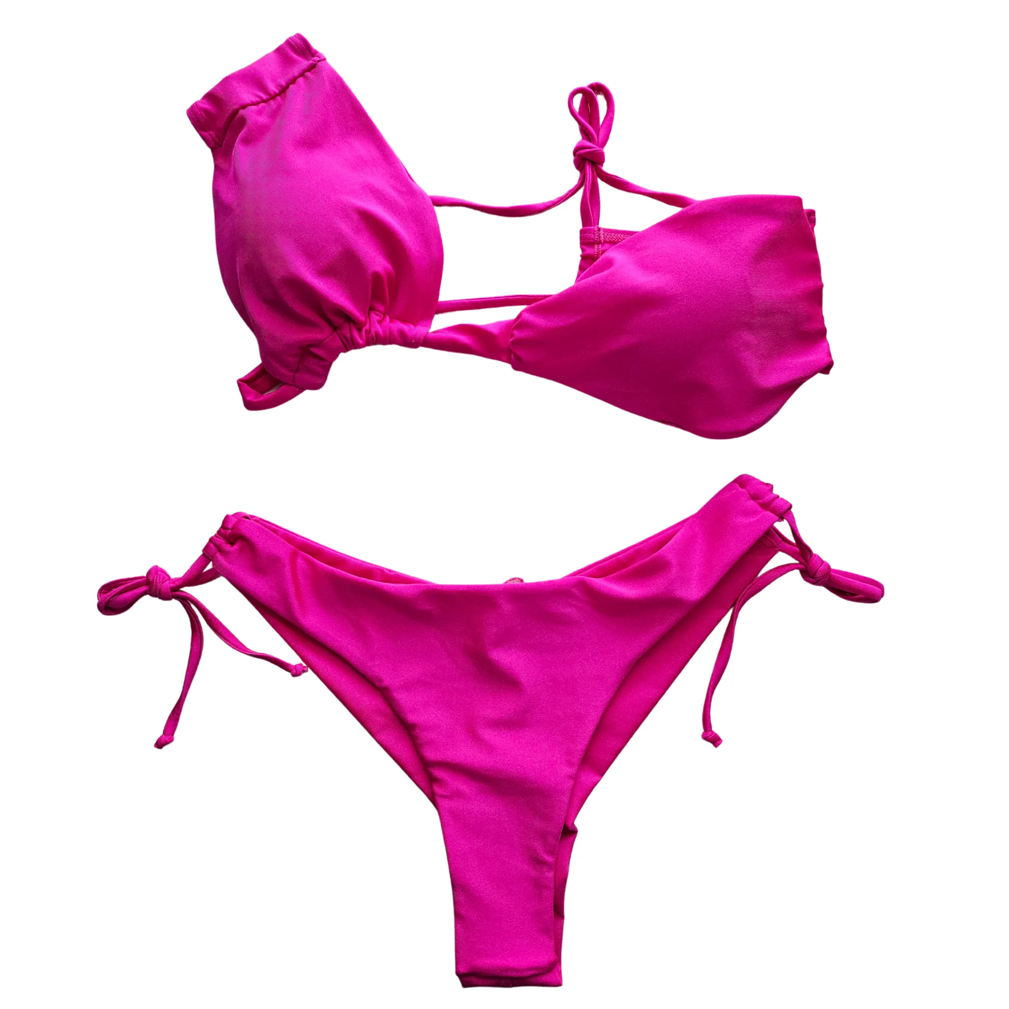Shiny One Shoulder  Two-Piece Bikini Set