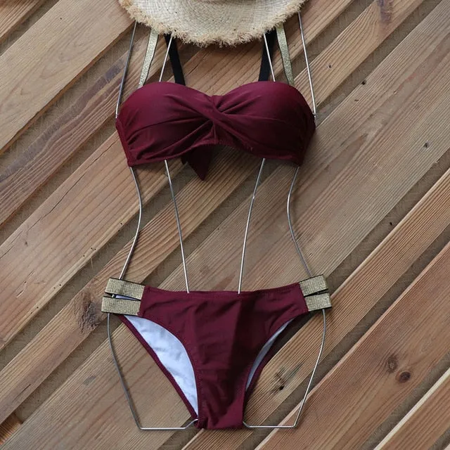 ShinyPush Up Bikinis Set