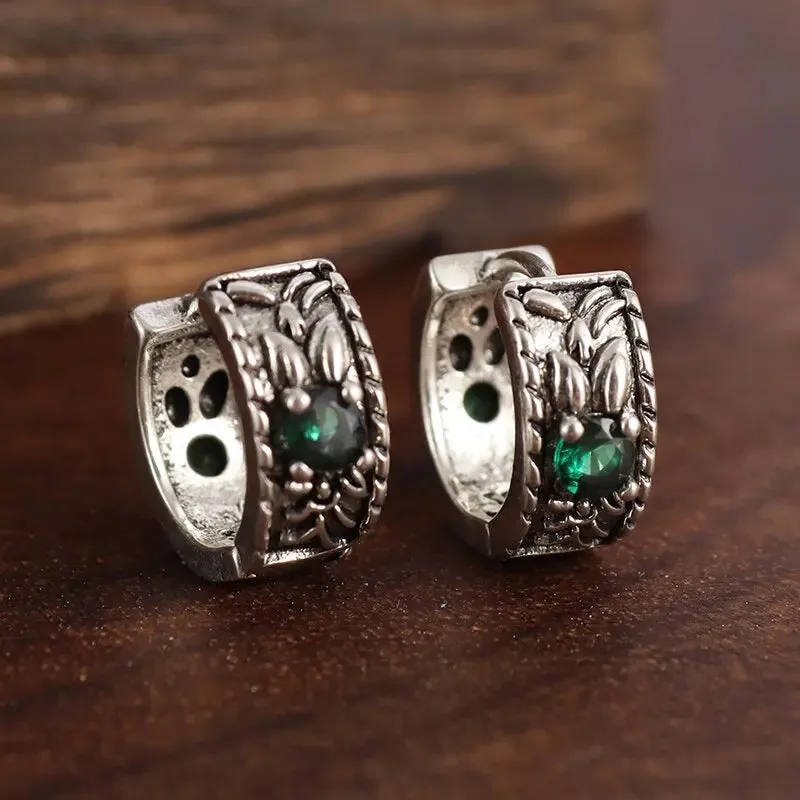 Silver Geometric Punk Rock Stud Earrings – Unisex Copper Jewelry for Parties, Festivals, and Everyday Flair