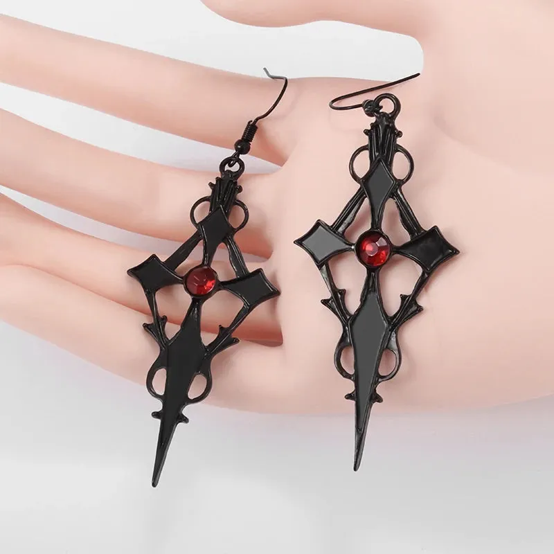 Silver Geometric Punk Rock Stud Earrings – Unisex Copper Jewelry for Parties, Festivals, and Everyday Flair