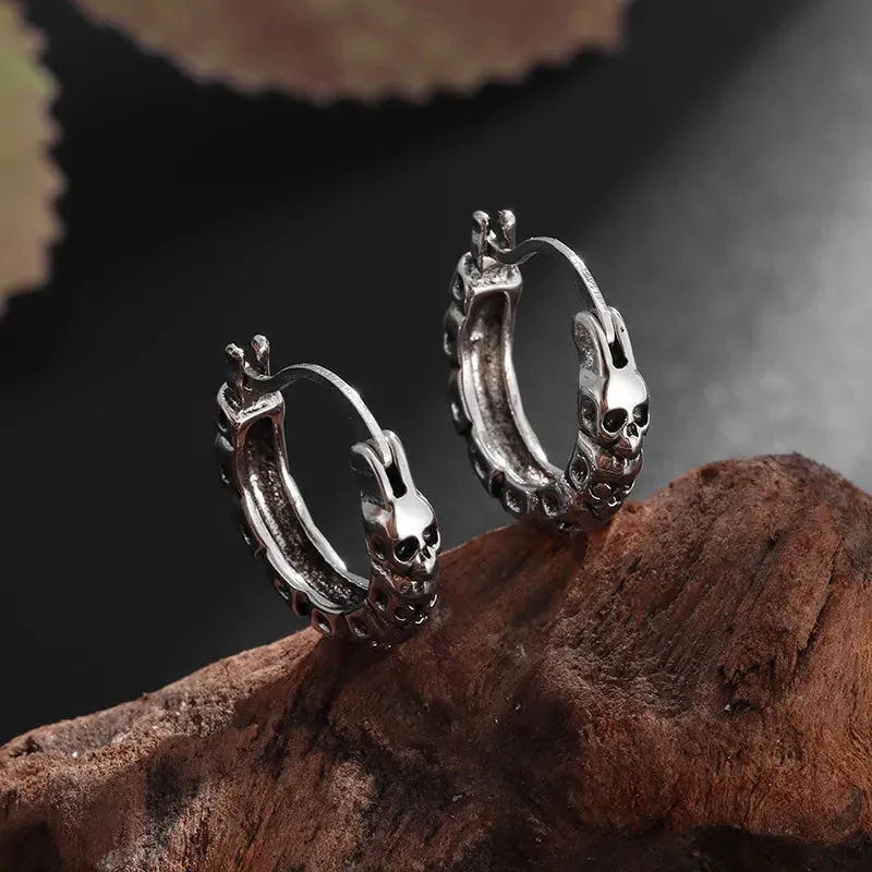 Silver Geometric Punk Rock Stud Earrings – Unisex Copper Jewelry for Parties, Festivals, and Everyday Flair