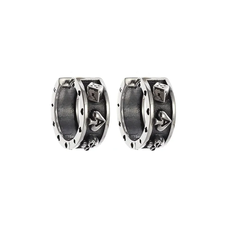 Silver Geometric Punk Rock Stud Earrings – Unisex Copper Jewelry for Parties, Festivals, and Everyday Flair