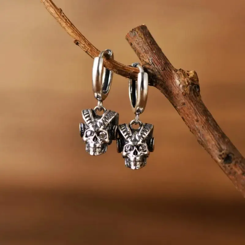 Silver Geometric Punk Rock Stud Earrings – Unisex Copper Jewelry for Parties, Festivals, and Everyday Flair