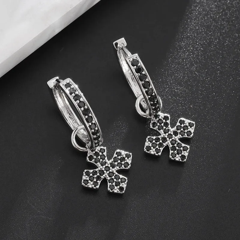 Silver Geometric Punk Rock Stud Earrings – Unisex Copper Jewelry for Parties, Festivals, and Everyday Flair