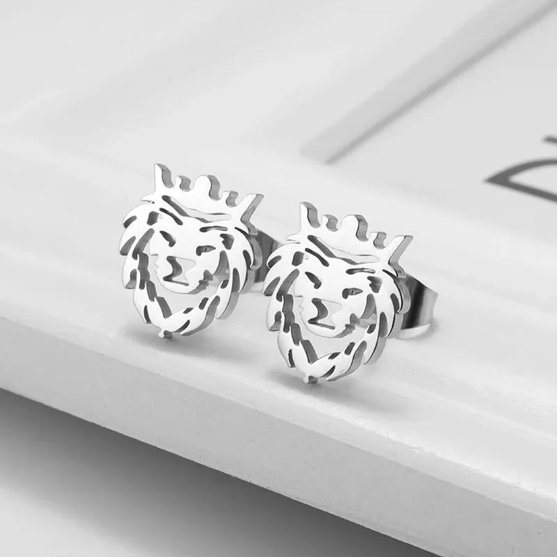 Silver Geometric Punk Rock Stud Earrings – Unisex Copper Jewelry for Parties, Festivals, and Everyday Flair