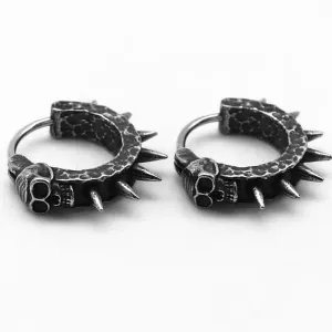 Silver Geometric Punk Rock Stud Earrings – Unisex Copper Jewelry for Parties, Festivals, and Everyday Flair