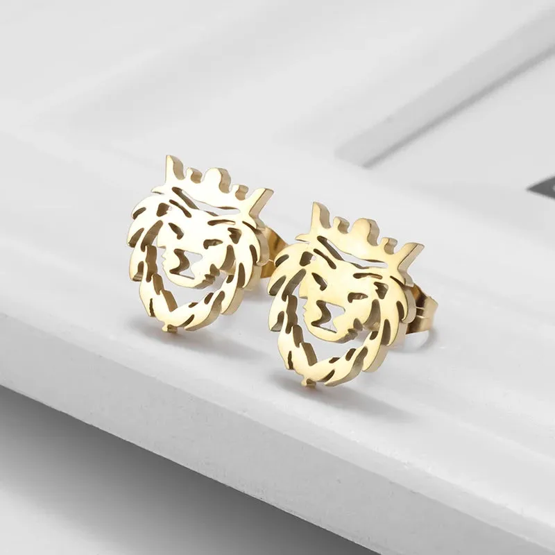 Silver Geometric Punk Rock Stud Earrings – Unisex Copper Jewelry for Parties, Festivals, and Everyday Flair