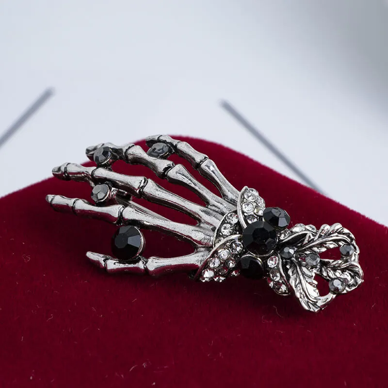 Skeleton Hand Alloy Skull Brooch