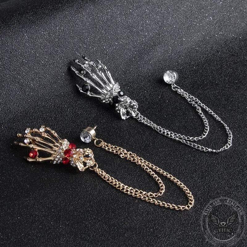 Skeleton Hand Alloy Skull Brooch