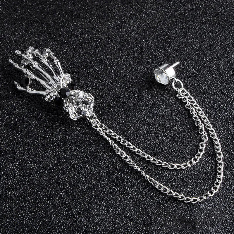 Skeleton Hand Alloy Skull Brooch