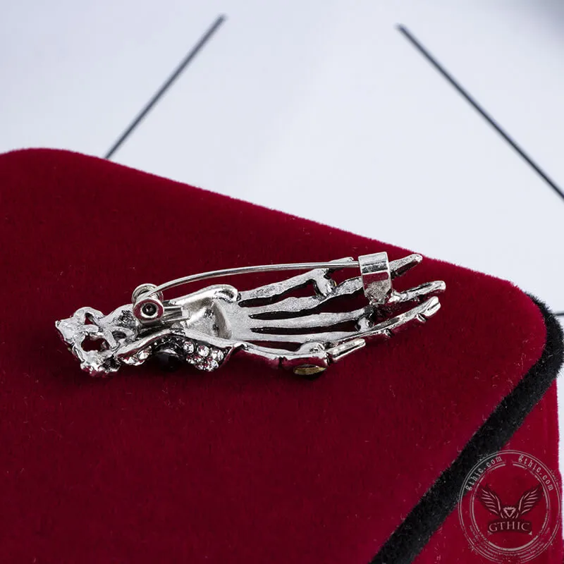 Skeleton Hand Alloy Skull Brooch