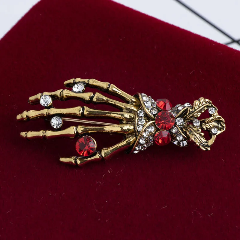 Skeleton Hand Alloy Skull Brooch