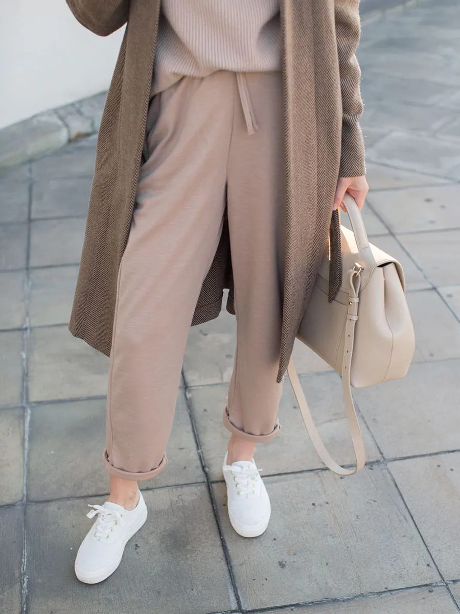 Solid Color Comfortable Knitted Pocket Suit