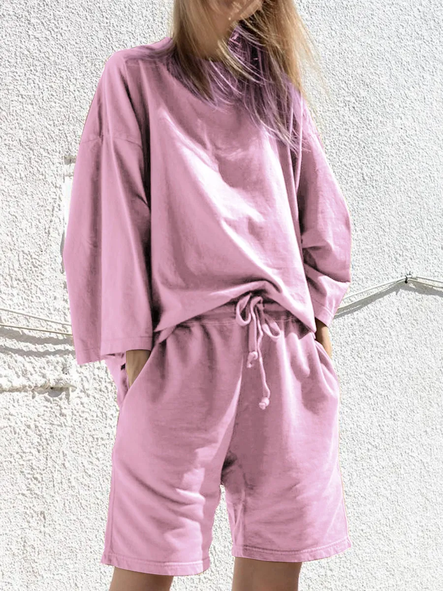 Solid Color Loose Casual Suit
