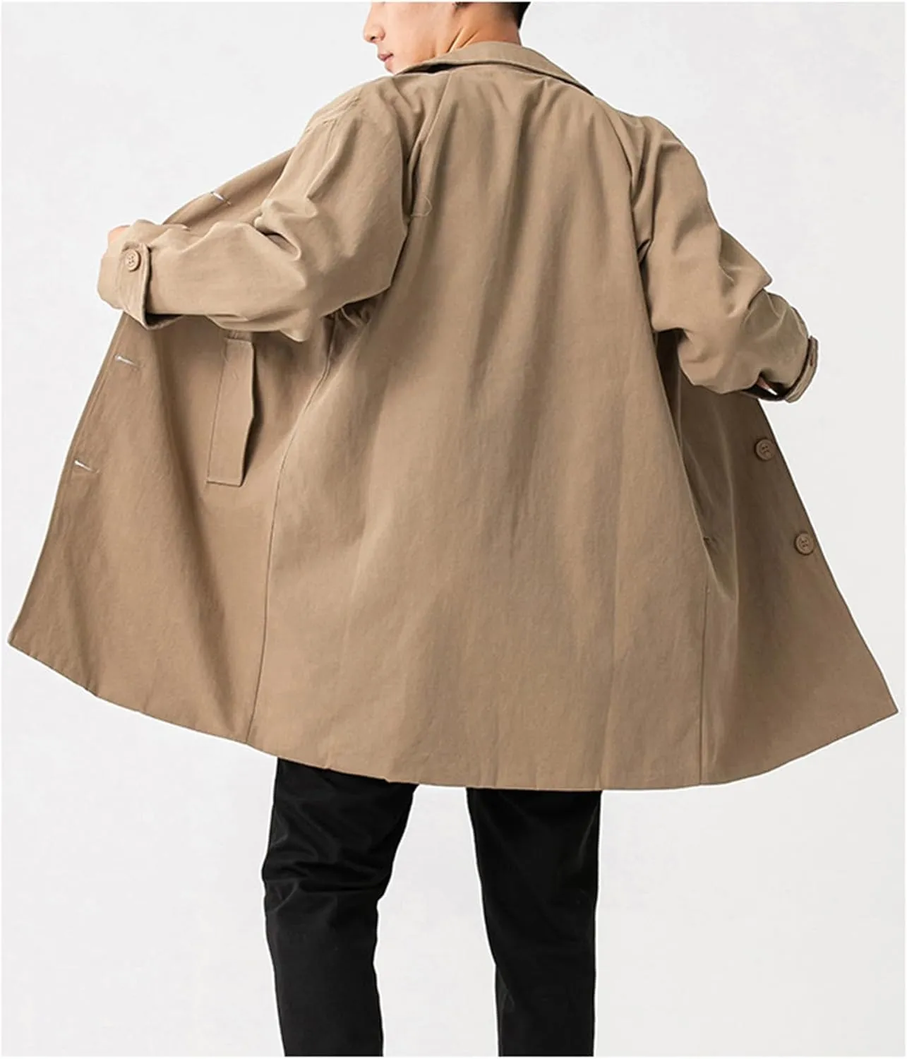 SOMTHRON Men's Trench Coat Slim Fit Single Breasted Casual Long Jacket Lightweight Lapel Fall Windbreaker Overcoat