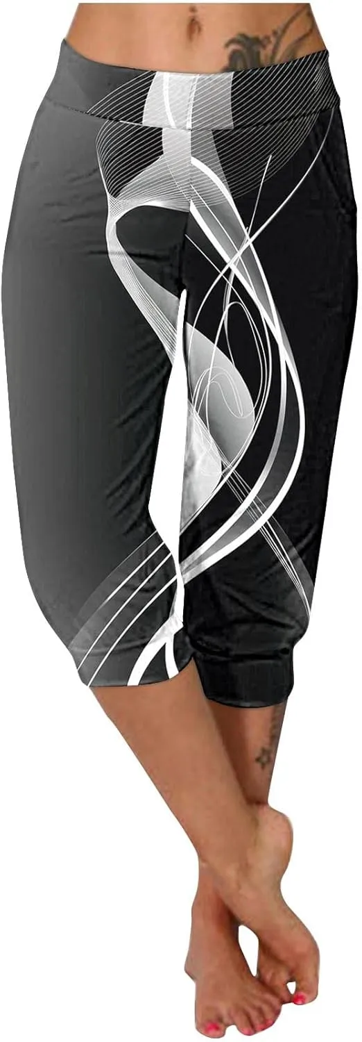 Sparkly Capris for Women High Rise Sequin Sports Athletic Pants Trending Party Cropped Trouser Cute Capri