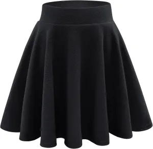 Stelle Girls Skirt Casual Flare Plain Pleated Stretch Waist Skater Skirts Uniform Skorts with Built in Shorts 5-15 Years