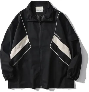 Sumleno Y2k Jacket for Women Zip Up Bomber Jacket Y2k Clothing Racing Varsity Oversized Color Block Coat Unisex