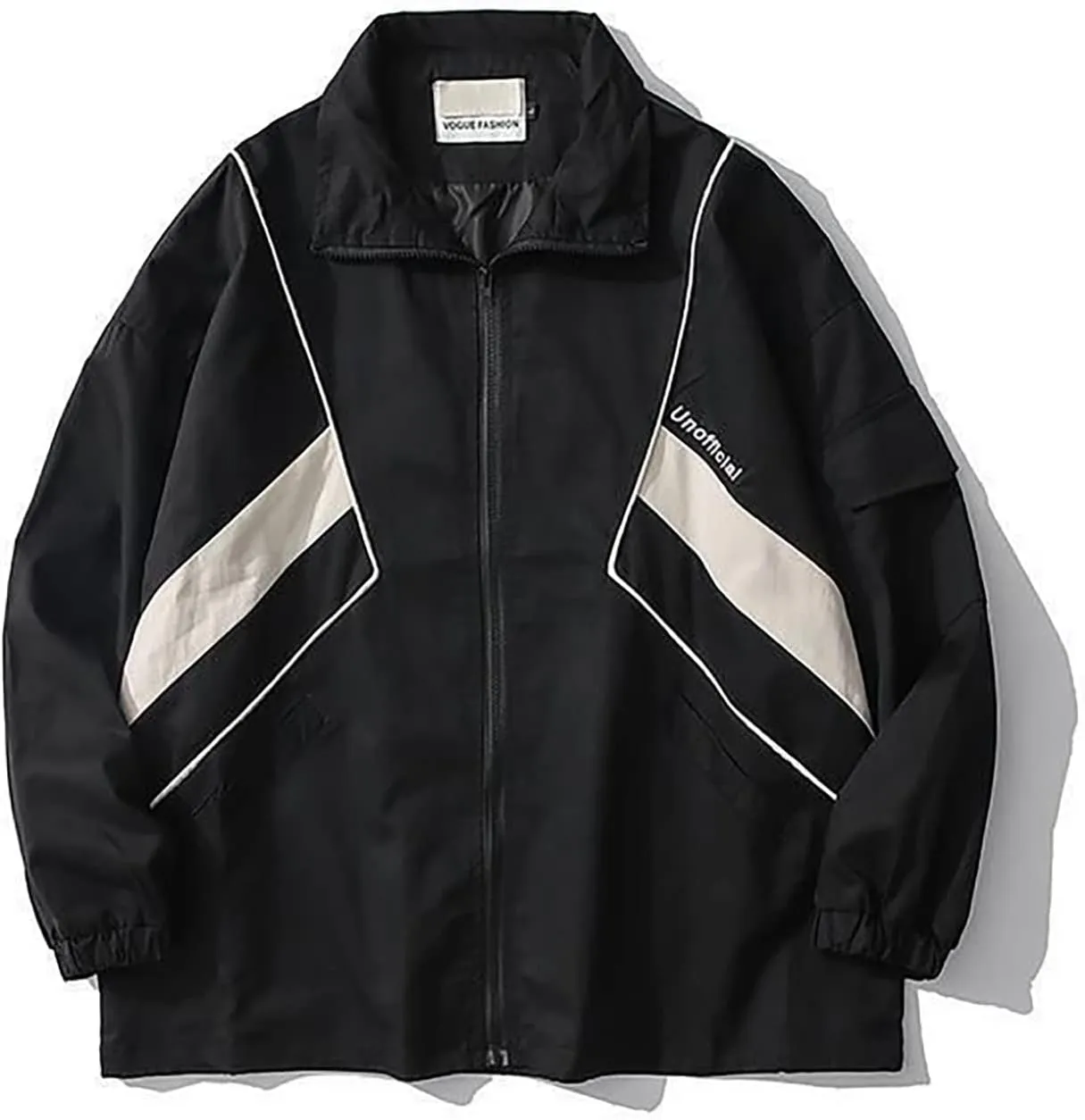Sumleno Y2k Jacket for Women Zip Up Bomber Jacket Y2k Clothing Racing Varsity Oversized Color Block Coat Unisex