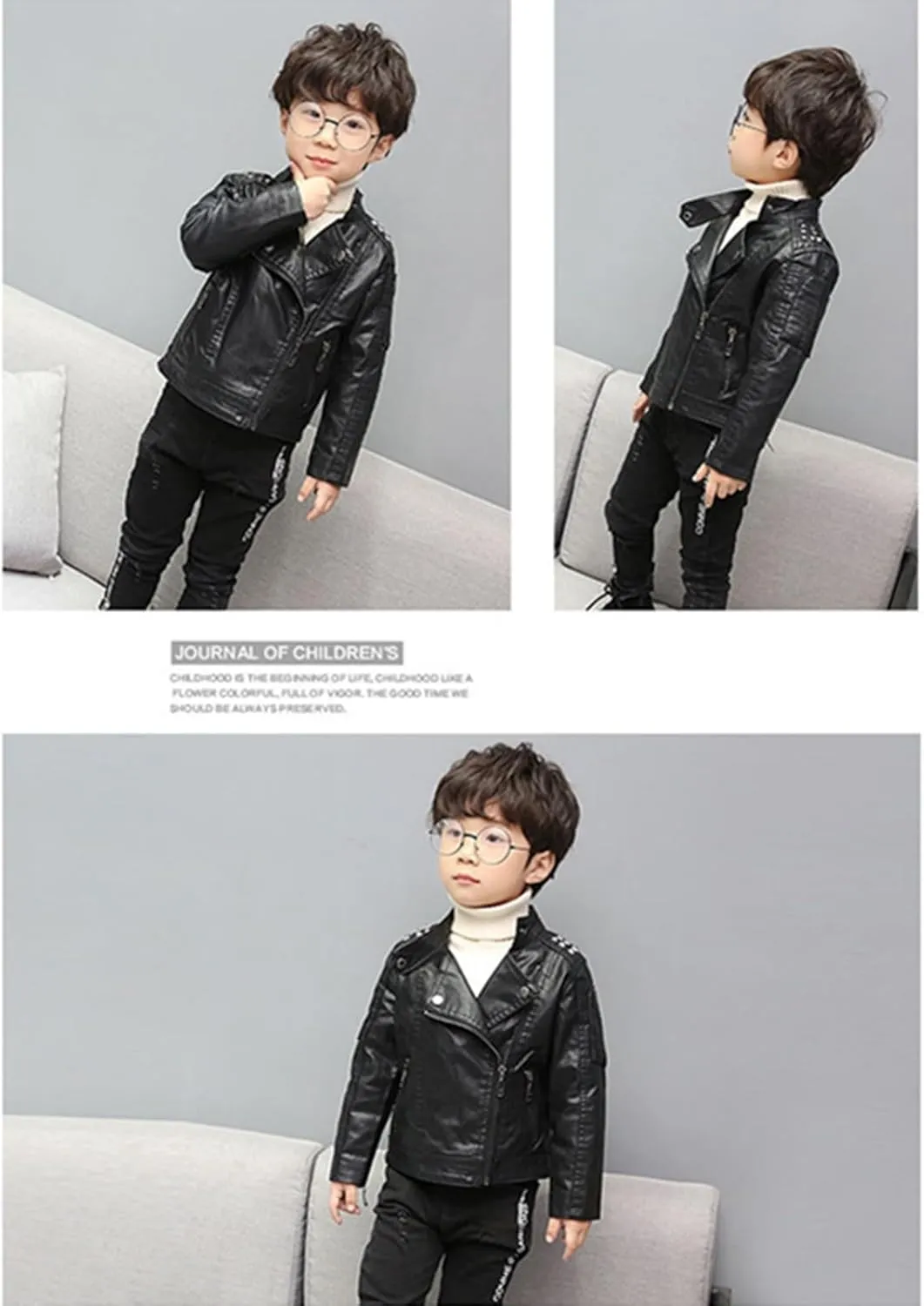 SywzX&xfybz Boys Leather Jackets Studded Fashion Girls Motorcycle Kids Jacket