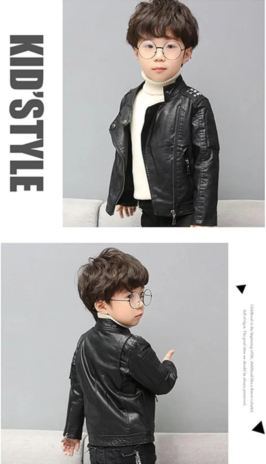 SywzX&xfybz Boys Leather Jackets Studded Fashion Girls Motorcycle Kids Jacket