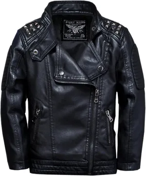 SywzX&xfybz Boys Leather Jackets Studded Fashion Girls Motorcycle Kids Jacket