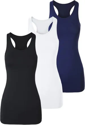 TAIPOVE Long Tank Tops for Women Cotton Layering Racerback Extra Long Camisole Activewear 3packs
