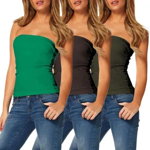 TAIPOVE Women's Tube Top Cotton Strapless Camisole Crop Length Sexy Cute Summer Shirts 3 Packs