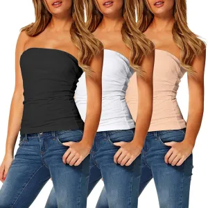 TAIPOVE Women's Tube Top Cotton Strapless Camisole Crop Length Sexy Cute Summer Shirts 3 Packs