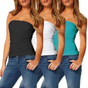TAIPOVE Women's Tube Top Cotton Strapless Camisole Crop Length Sexy Cute Summer Shirts 3 Packs