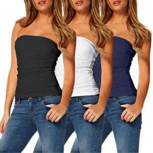 TAIPOVE Women's Tube Top Cotton Strapless Camisole Crop Length Sexy Cute Summer Shirts 3 Packs