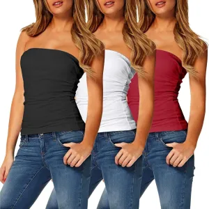 TAIPOVE Women's Tube Top Cotton Strapless Camisole Crop Length Sexy Cute Summer Shirts 3 Packs