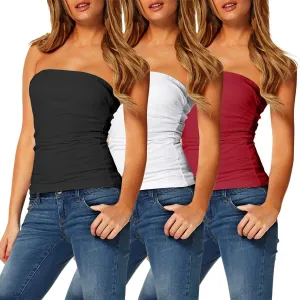 TAIPOVE Women's Tube Top Cotton Strapless Camisole Crop Length Sexy Cute Summer Shirts 3 Packs