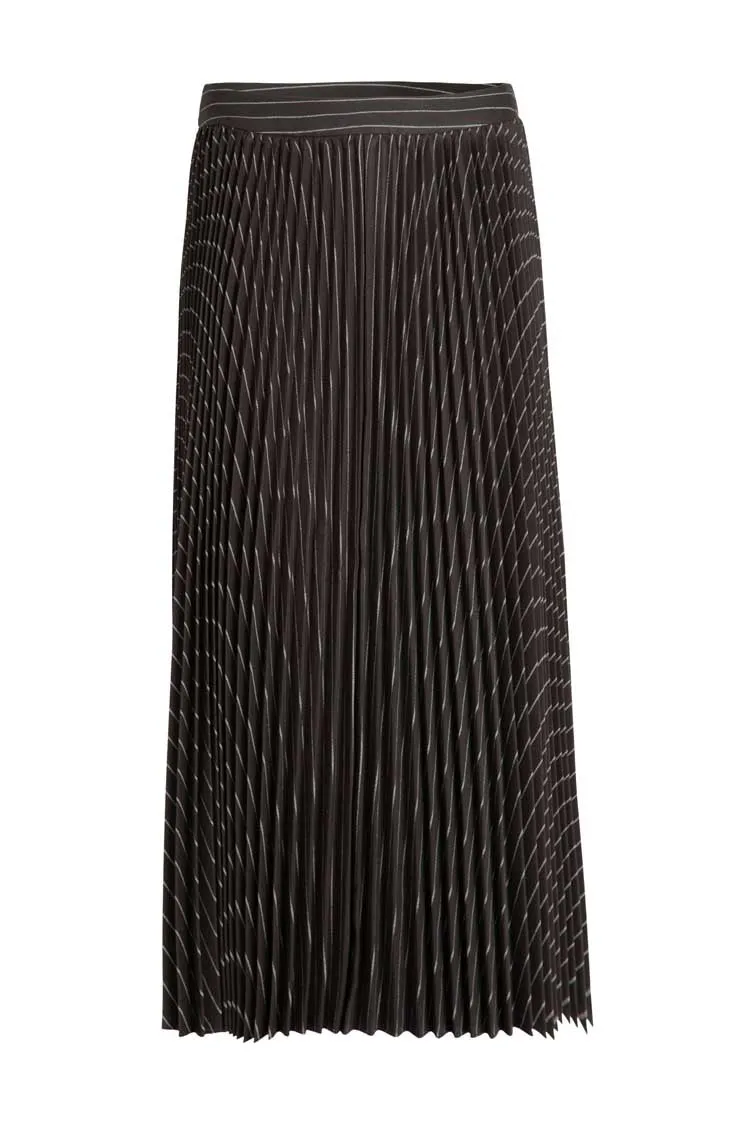 Take a Pleat Skirt in Black Pinstripe | FINAL SALE