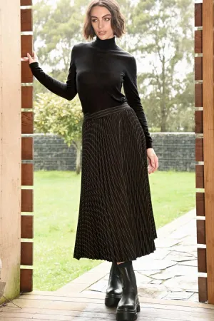 Take a Pleat Skirt in Black Pinstripe | FINAL SALE