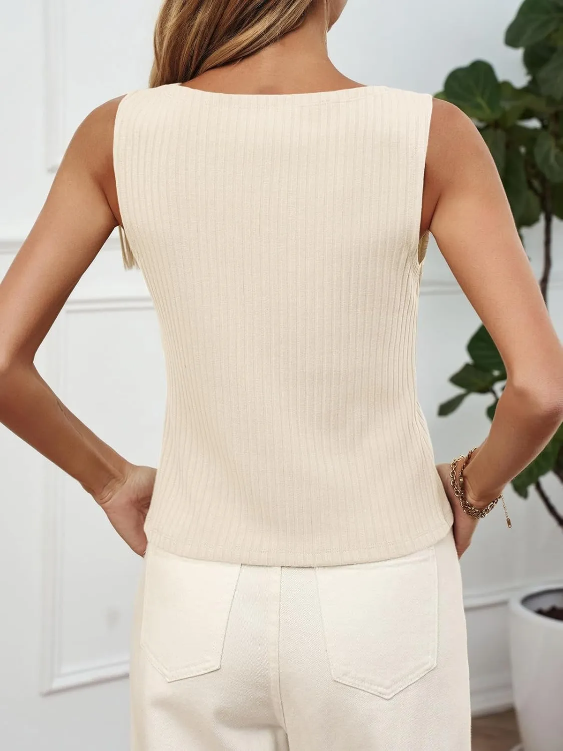 Tankaneo Womens Going Out Tops Summer Button Down Ribbed Tank Shirts Cropped Cute Y2k Vest Tops 2025 Fashion Outfits
