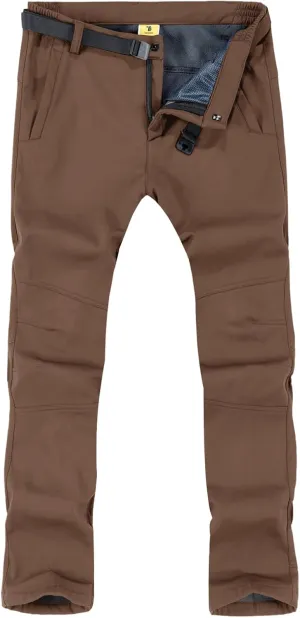 TBMPOY Men's Snow Ski Hiking Pants Waterproof Winter Fleece Lined Pants Camping Skiing Ice Fishing Pants with Belt
