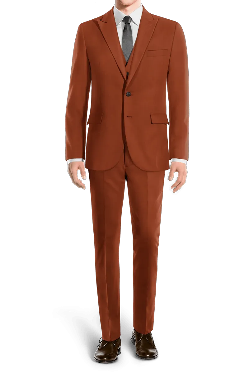 Terracotta Orange Slim fit 3 piece 2-Button Suit