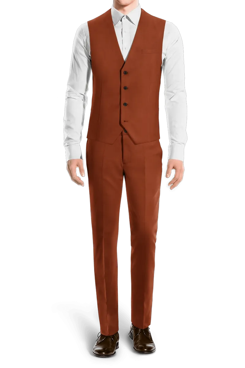 Terracotta Orange Slim fit 3 piece 2-Button Suit