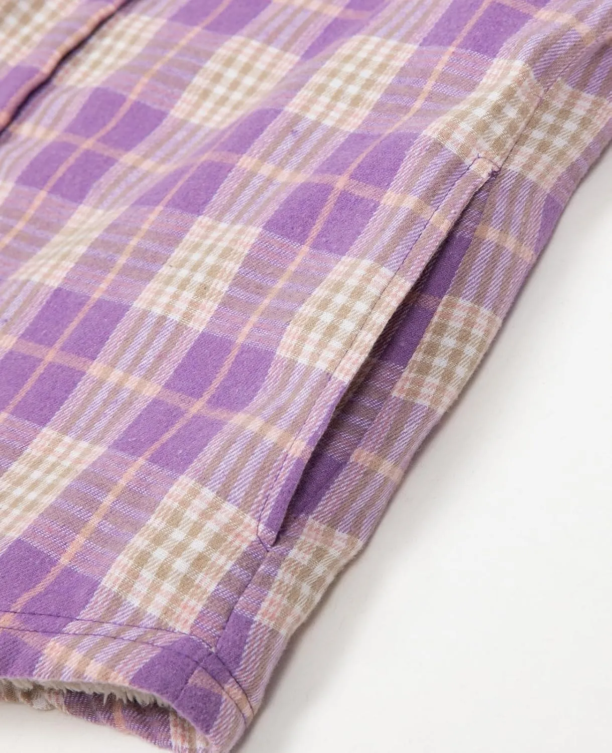 ThCreasa Womens Sherpa Lined Flannel Jacket with Hand Pockets, Plaid Button Down Fuzzy Shirt Jackets