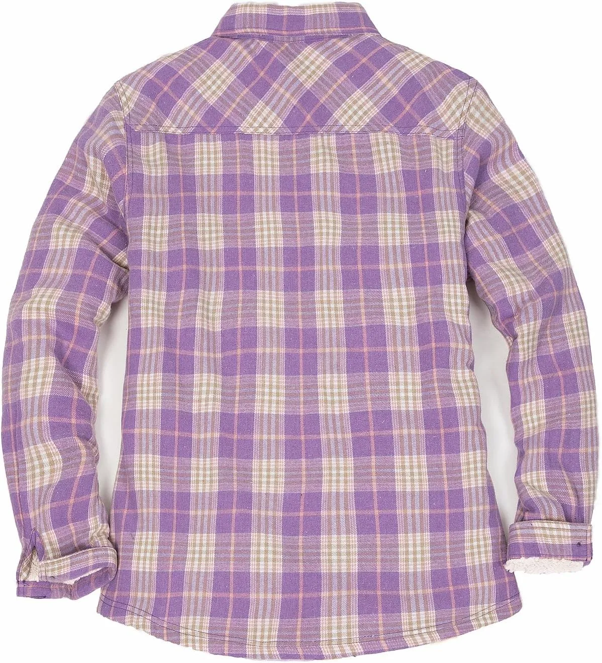 ThCreasa Womens Sherpa Lined Flannel Jacket with Hand Pockets, Plaid Button Down Fuzzy Shirt Jackets