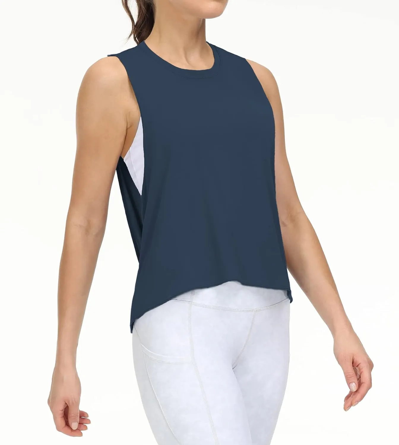 THE GYM PEOPLE Women's Open Cross Back Workout Tank Tops Loose Fit Sleeveless Yoga Running Shirts