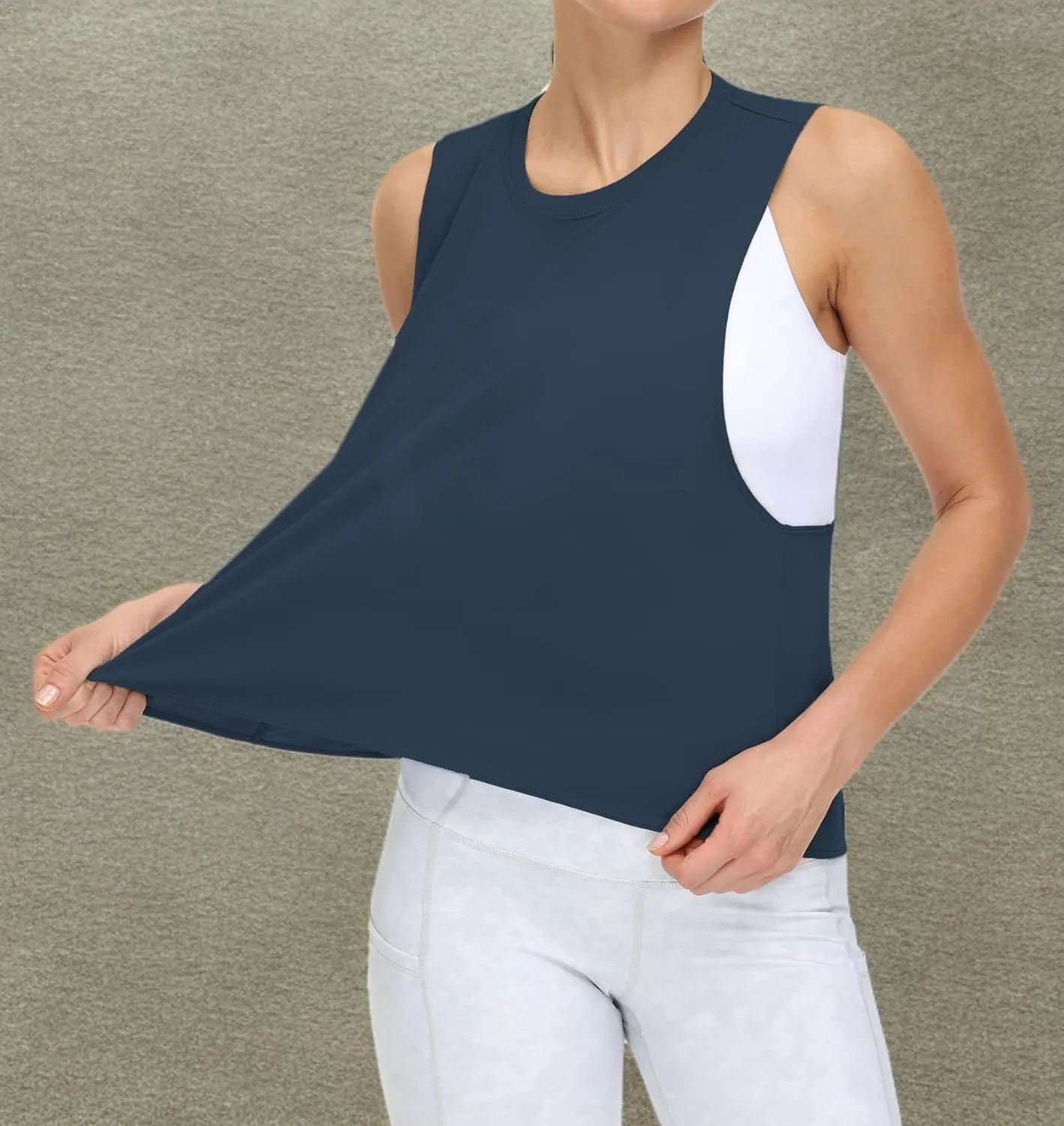 THE GYM PEOPLE Women's Open Cross Back Workout Tank Tops Loose Fit Sleeveless Yoga Running Shirts