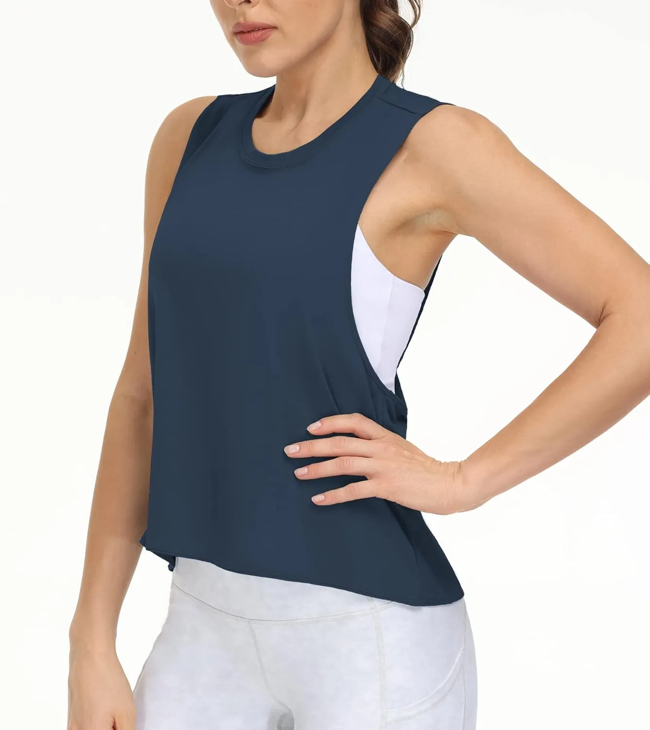 THE GYM PEOPLE Women's Open Cross Back Workout Tank Tops Loose Fit Sleeveless Yoga Running Shirts